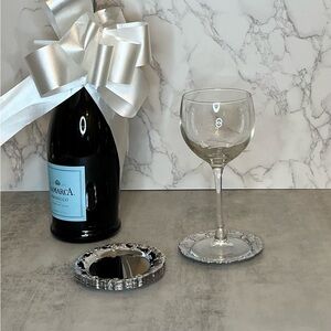 Vintage Silver Plated Coaster Set of 8 Ornate Grape Pattern